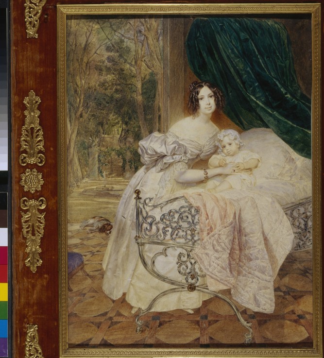 Porträt von Maria Butenewa mit Tochter Maria von Brüllow