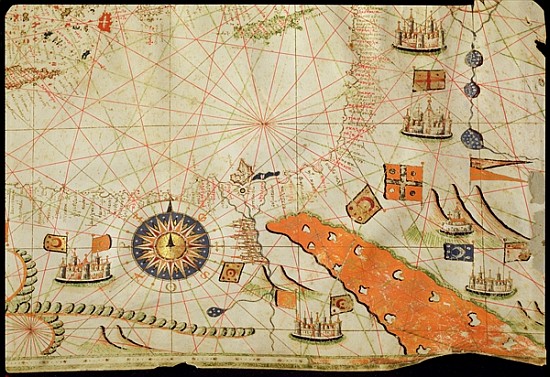 Egypt and the Red Sea, from a nautical atlas of the Mediterranean and Middle East (ink on vellum) von Calopodio da Candia