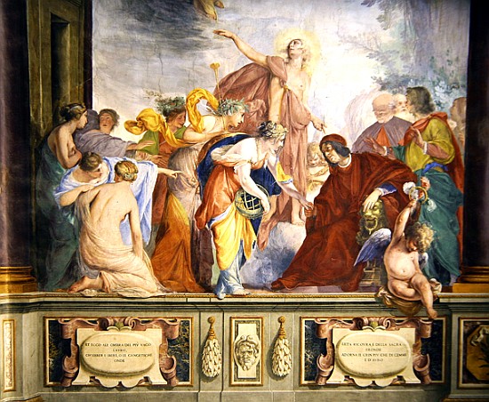 Lorenzo de Medici and Apollo welcome the muses and virtues to Florence von Cecco Bravo (Francesco Montelatici)