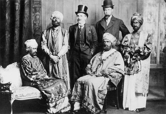 ''The Emperor of Abyssinia and his Court'', showing standing from left to right Guy Ridley, Horace d von English Photographer