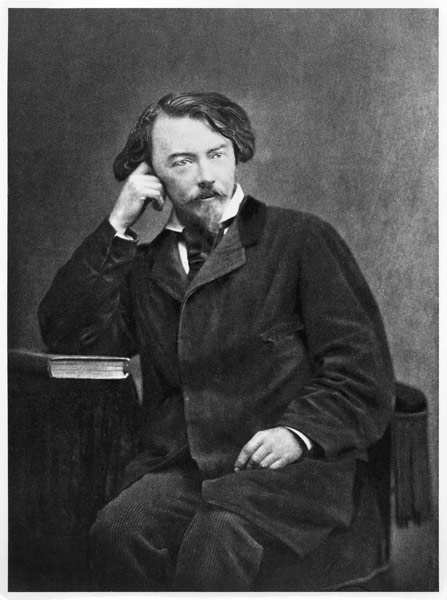 Portrait of Comte Auguste de Villiers de L''Isle-Adam (1838-89) 1886 (b/w photo)  von French Photographer