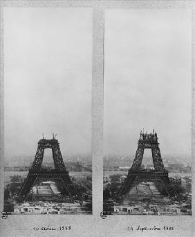 Two views of the construction of the Eiffel Tower, Paris, 14th August and 14th September 1888 (b/w p