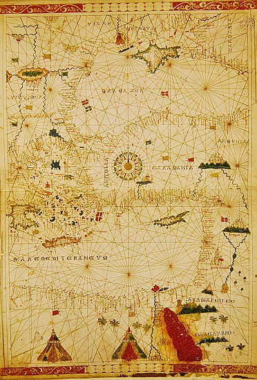 The Eastern Mediterranean, from a nautical atlas, 1520(see also 330914) von Giovanni Xenodocus da Corfu