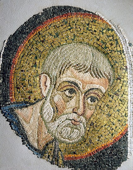 St. John the Baptist: Fragment of a mosaic from the Basilica Ursiana, the former Cathedral of Ravenn von Italian School