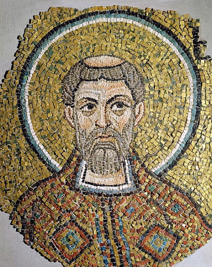 St. Ursicinus: Fragment of a mosaic from the Basilica Ursiana, the former cathedral of Ravenna (mosi von Italian School