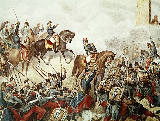 The Piedmontese and the French at the battle of San Martino in 1859 von Italian School