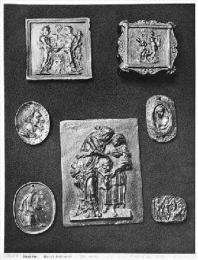 Plaques depicting Hermes and Abundance, Apollo, Judith and her Servant, Attila the Hun (395-453) (br