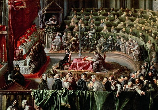 Trial of Galileo, 1633 (detail of 2344) von Italian School