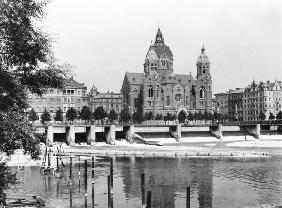 The river Isar at Munich, c.1910 (b/w photo) 