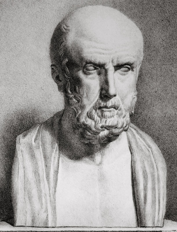 Portrait of Hippocrates (c.460-c.377 BC), 1st half 19th century (litho) (b/w photo) (detail of 16352 von Langlumé