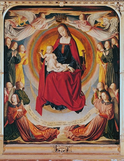 Coronation of the Virgin, centre panel from the Bourbon Altarpiece, c.1498 von Master of Moulins (Jean Hey)