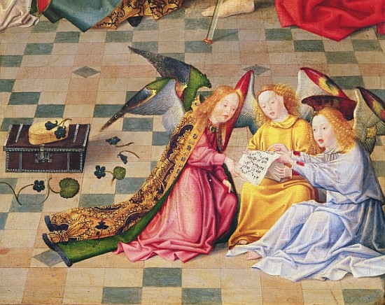 Angel musicians from the right panel of the altarpiece of the Seven Joys of the Virgin, c.1480  (det von Master of the Holy Family