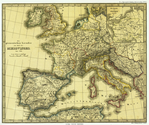 Hist.Landkarte Europa bis 752 von Spruner