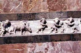 Sculptured frieze depicting a farming scene  (detail)