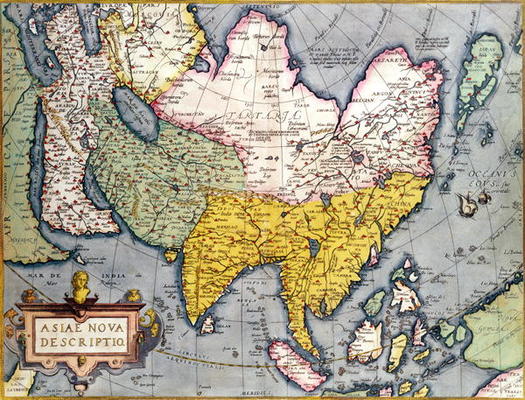 Asia: Map of the continent including Japan and the East Indies with part of New Guinea, c.1580 (colo von Abraham Ortelius