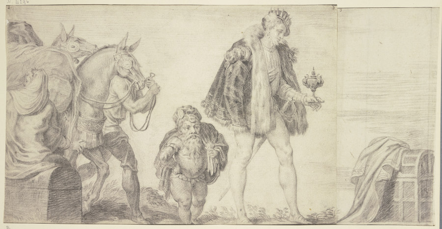 Die Anbetung der Könige, mit Balthasar, begleitet von einem Zwerg von Abraham van Diepenbeeck
