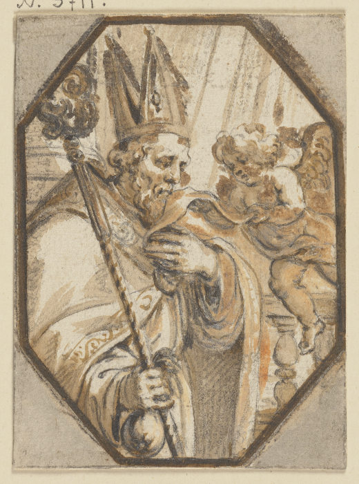 Ein Engel bringt einem Bischof die Windeln Christi von Abraham van Diepenbeeck