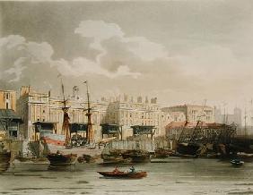 Custom House from the River Thames, from Ackermann's 'Microcosm of London', engraved by John Bluck ( 1808