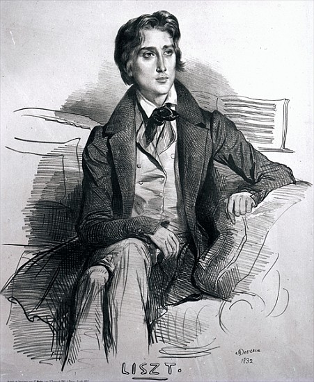 Portrait of Franz Liszt (1811-86) August 1832 von Achille Deveria
