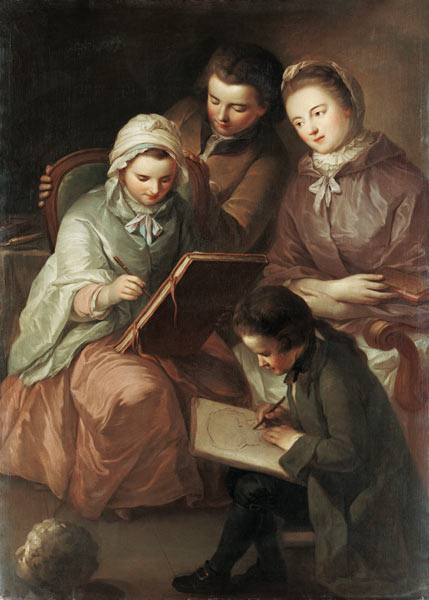 Gruppenbild der vier Kinder des Malers von Adam Friedrich Oeser