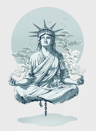 Freiheitsstatue meditiert