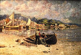 Fjord-Szene mit Fischern von Adelsteen Normann