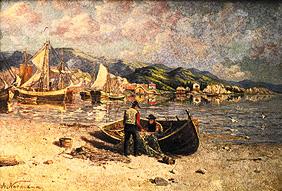 Fjord-Szene mit Fischern