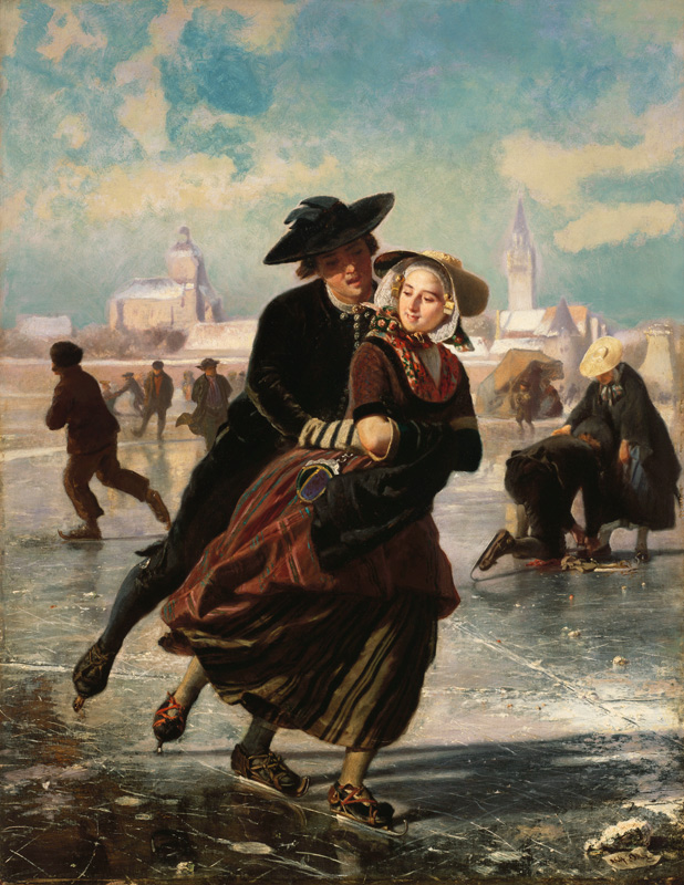 Schlittschuhlaufendes Paar von Adolf Alexander Dillens