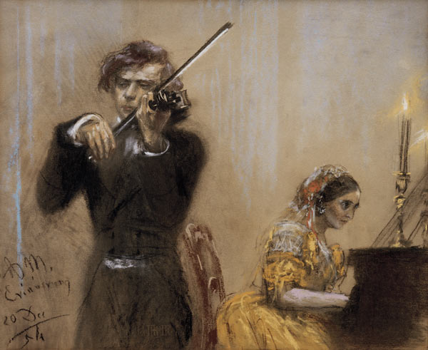 Clara Schumann et Joseph Joachim en concert von Adolph Friedrich Erdmann von Menzel