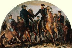 Blüchers Begegnung mit Wellington nach der Schlacht v. Belle-Alliance (Waterloo)