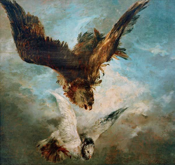 Faucon se précipitant sur une colombe 1844
