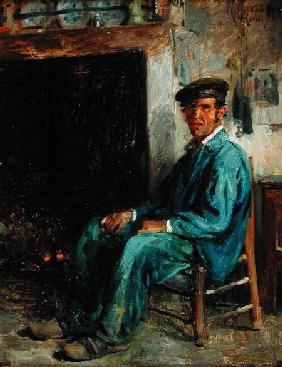 A Peasant in Front of a Hearth 1859