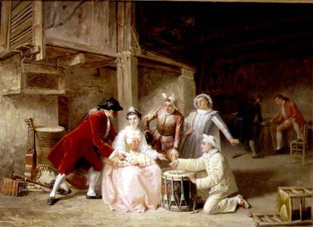 Group of musician actors gambling von Adolphe Francois Monfallet