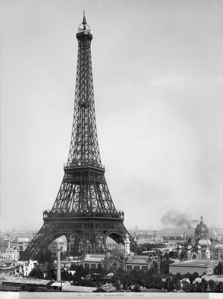 The Eiffel Tower (1887-89) photographed during the Universal Exhibition of 1889 in Paris, architect  von Adolphe Giraudon