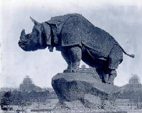 Rhinoceros, 1878, by Alfred Jacquemart (1824-96) in front of the Trocadero Palace, constructed for t 1888