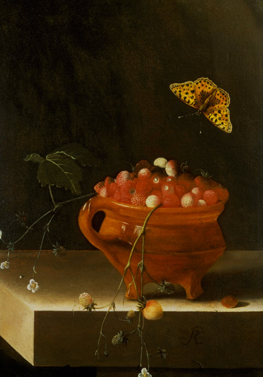 A Pot of Wild Strawberries von Adrian Coorte