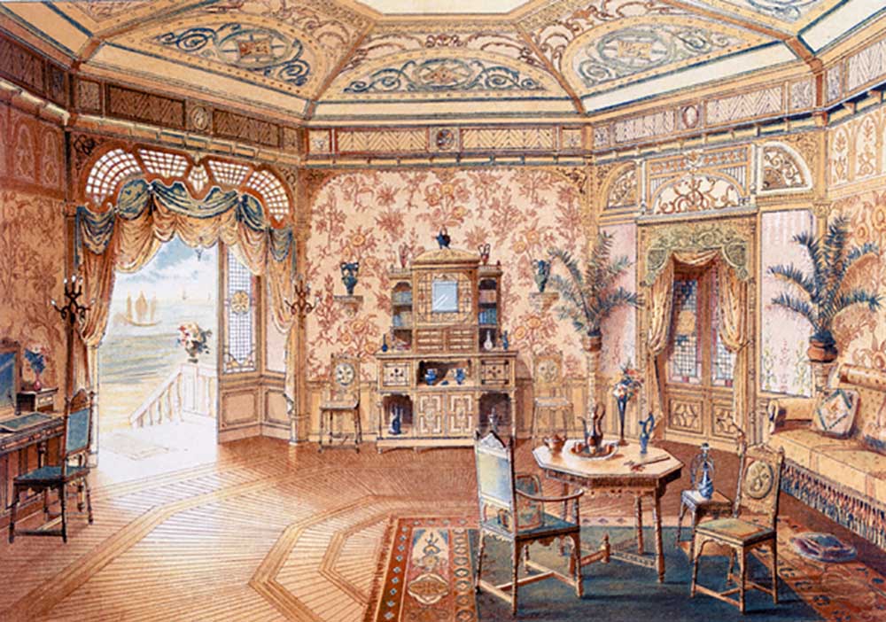 Gartenhaus im englischen Stil, Interior Decoration, 1893 von Adrien Simoneton