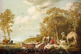 Orpheus mit Tieren in einer Landschaft 1640
