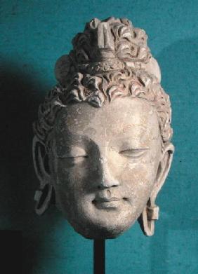 Head of a Smiling Buddha, Greco-Buddhist style, from Hadda 1st-4th ce
