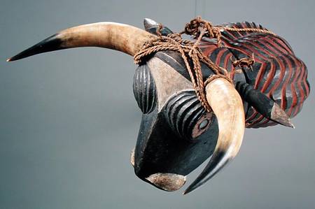 Bull Mask, Bijogo Culture, Bissagos Islands (wood, glass, horn & leather) von African