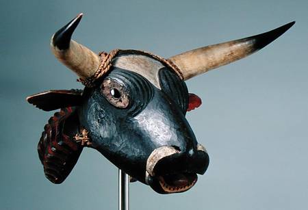 Bull Mask, Bijogo Culture, Bissagos Islands (wood, glass, horn & leather) von African