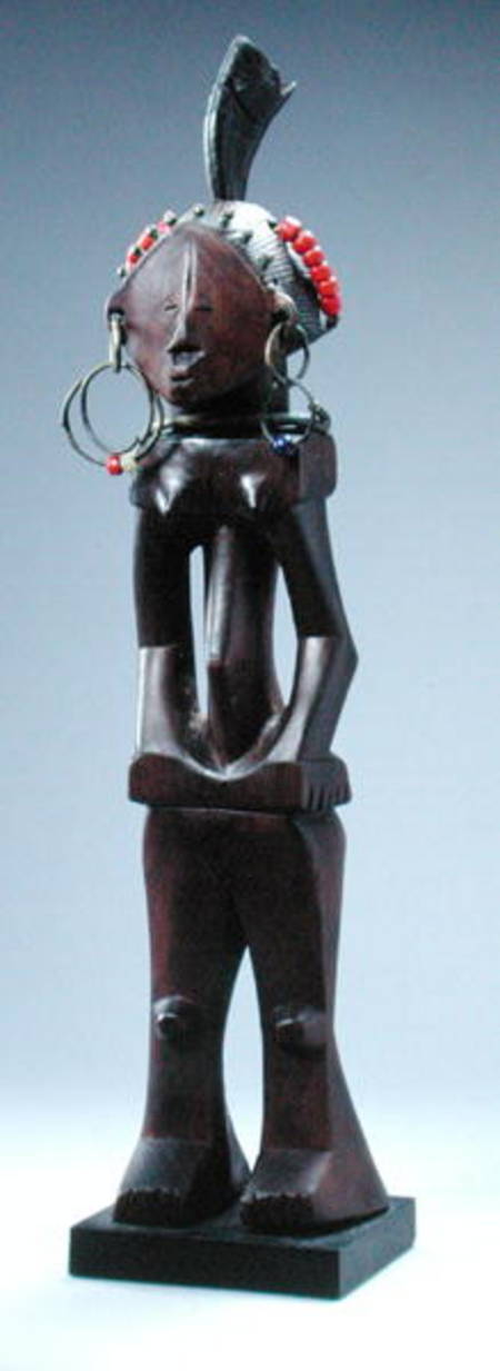 Nkishi Figure, Luba Culture, Shandaki, from Democratic Republic of Congo (wood, iron, beads & antelo von African