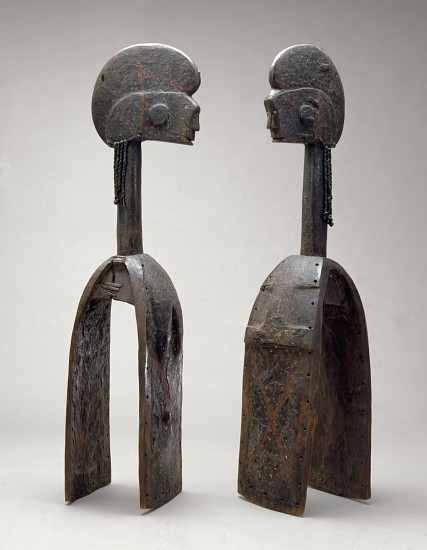 Male and female Waja masks, from Upper Benue River, Nigeria, 1850-1950 von African School