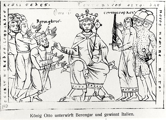 Otto I (912-73) Submitting to Berenger II (900-66) and the Triumph of Italy, from ''Chronique Othoni von (after) German School