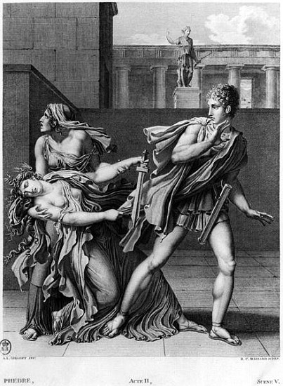 Phaedra, Oenone and Hippolytus, illustration from Act II Scene 5 of ''Phedre'' Jean Racine (1639-99) von (after) Anne Louis Girodet de Roucy-Trioson