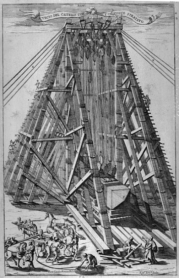 Erecting the Ancient Egyptian Obelisk in St. Peter''s Square, Rome; engraved by Alessandro Specchi von (after) Carlo Fontana