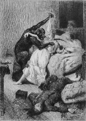 Illustration for ''The Murders in the Rue Morgue'' Edgar Allan Poe (1809-49) ; engraved by Eugene Mi