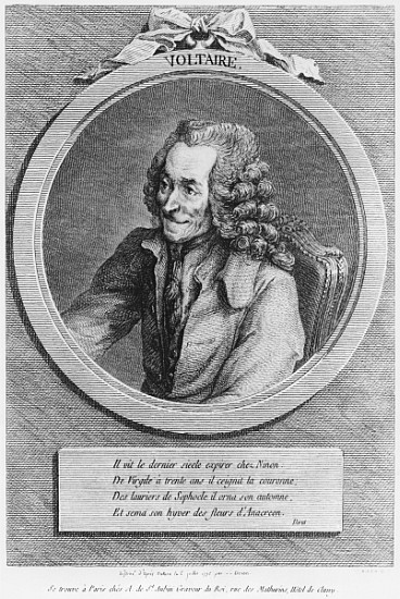 Portrait of Voltaire, from a drawing Denon made on 6th July 1775 von (after) Dominique Vivant Denon