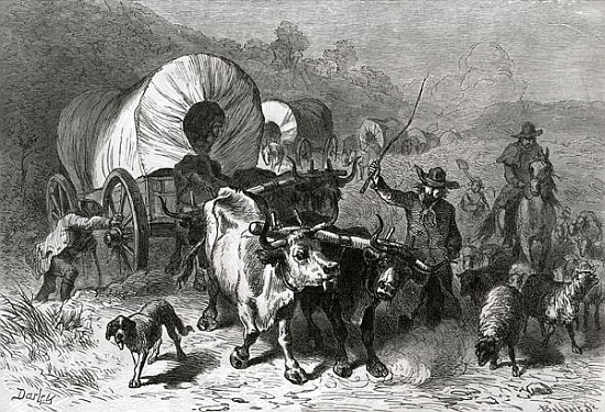 Emigration to the Western Country; engraved by Bobbett von (after) Felix Octavius Carr Darley