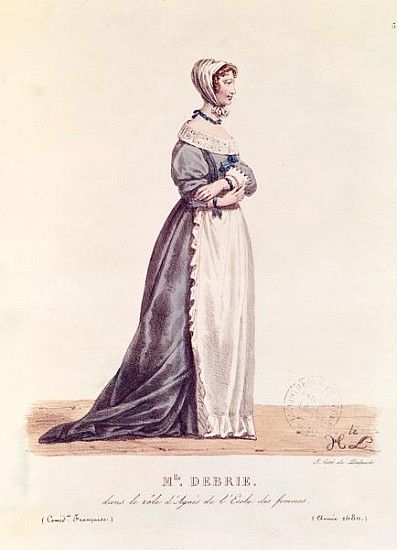 Madame Debrie in the role of Agnes in ''L''Ecole des Femmes'' in 1680, from ''Costumes de Theatre de von (after) Hippolyte Lecomte